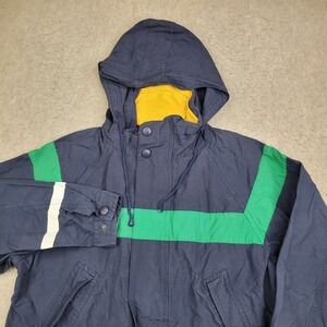 Vintage Nautica Challenge Full‎ Zip Jacket Mens XL Blue Hooded Winter Nylon
